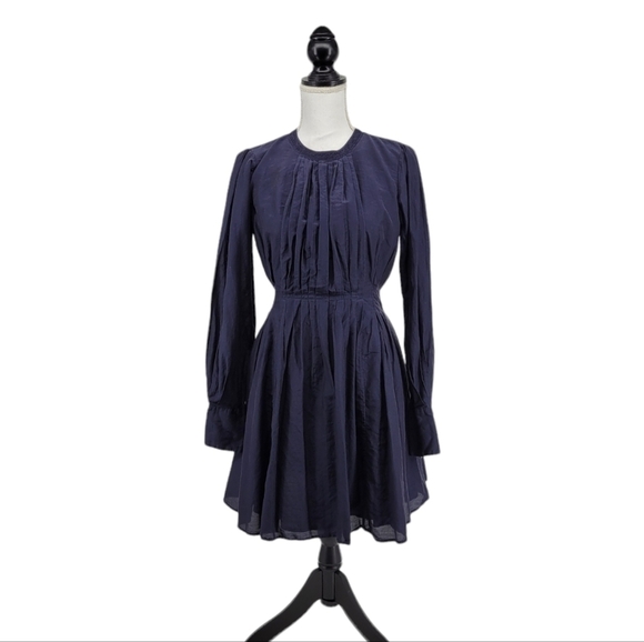 JOIE Pleated Dark Blue Dress With Zip up Back Made of a silk Blend Size 4 🖤 - Picture 2 of 13